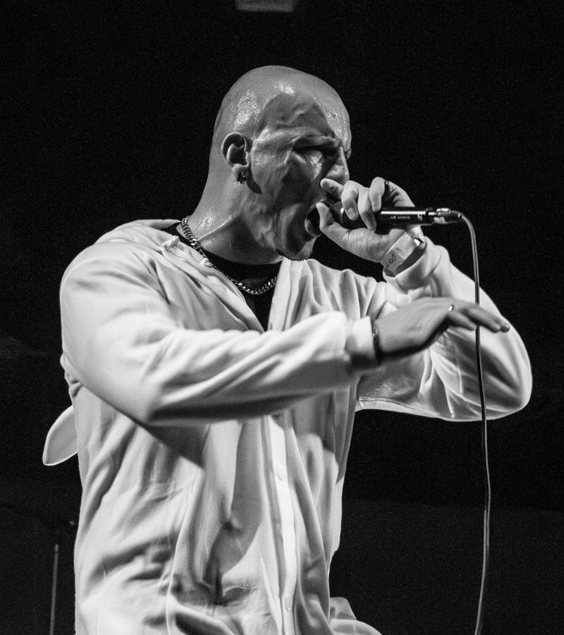 Mark singing on stage